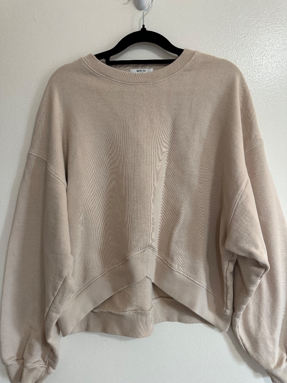 Agolde  Chevron Sweatshirt Cropped Sweatshirt, Beige, Size large